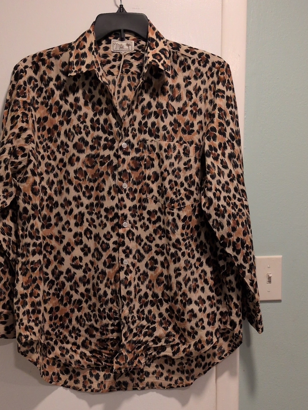 Mille Leopard Print Button-Down Shirt - Beige/Brown